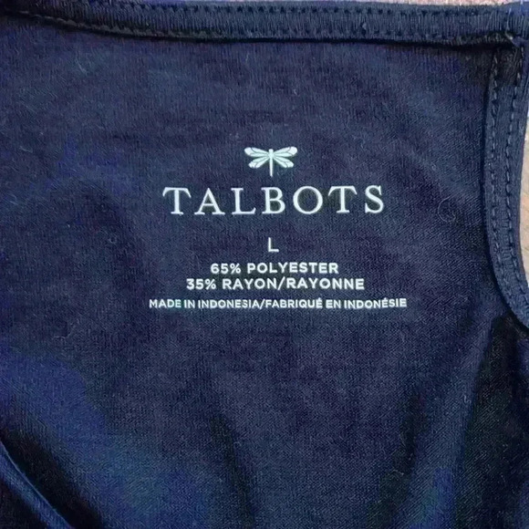 Talbots Navy Sleeveless Blouse Pleated Hem Size L - Picture 6 of 6